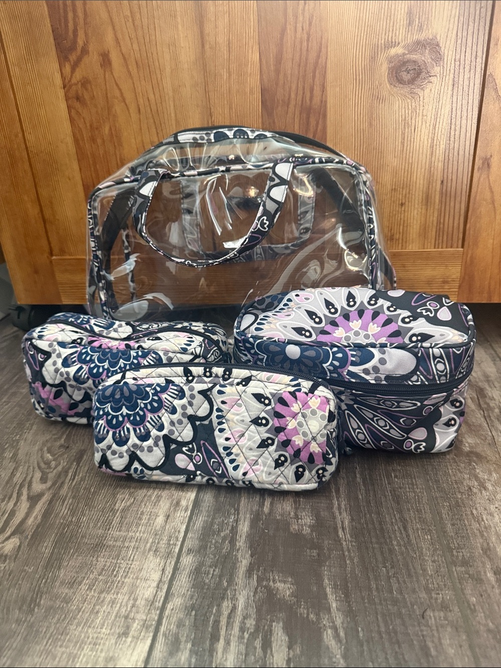 Vera Bradley Mimosa Medallion 4pc Travel Cosmetic Bags